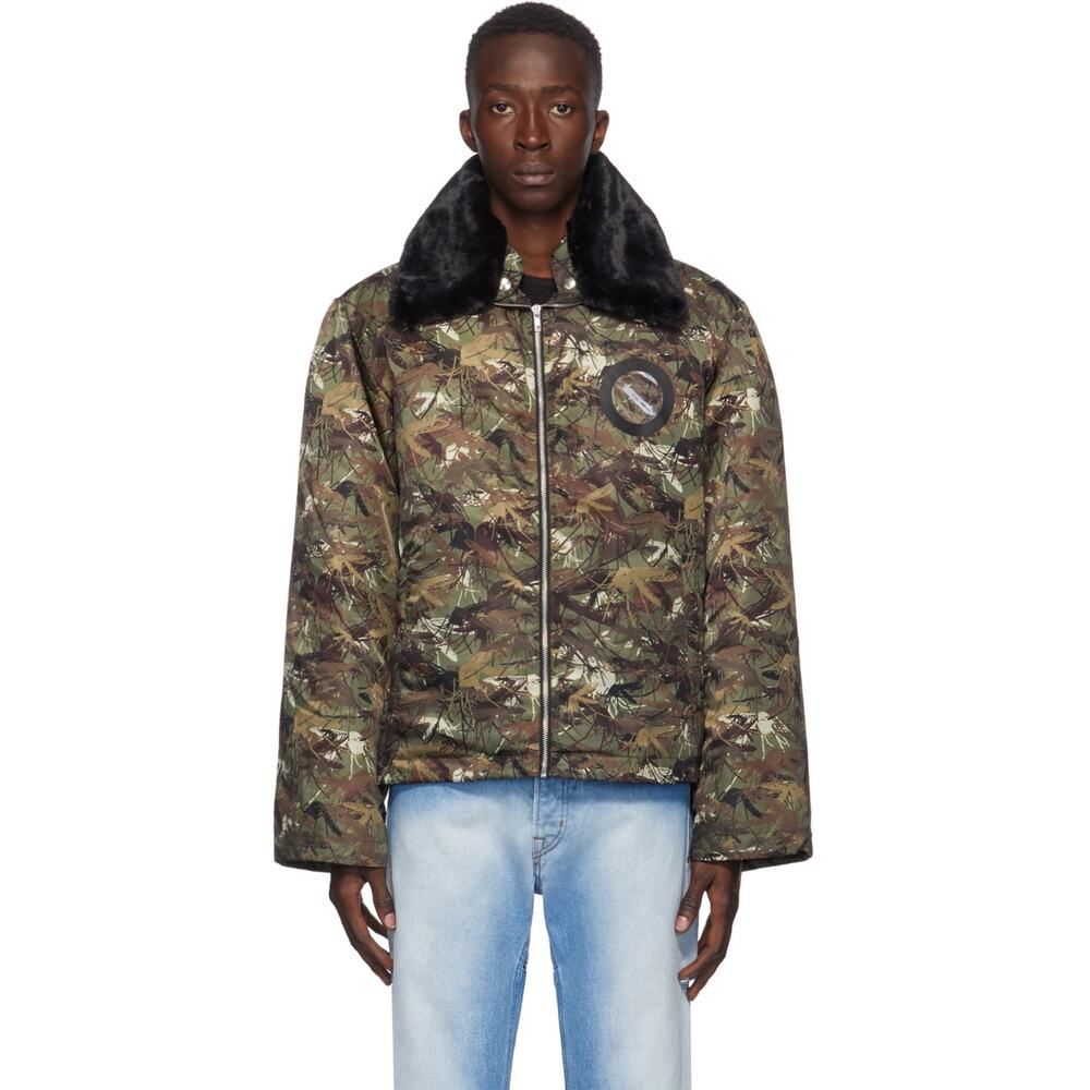 NEW Random Identities Mile High Bomber Jacket Green & Brown Camouflage